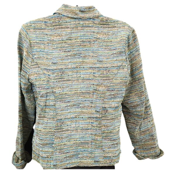 Coldwater Creek Multi-Color Textured Zip Jacket Medium - Rayon Cotton Blend - Picture 4 of 16